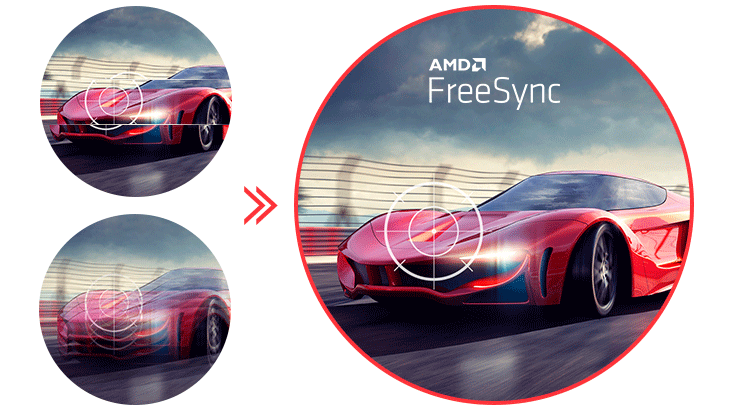 Funkcja AMD FreeSync zapewnia płynny obraz w dynamicznych scenach.