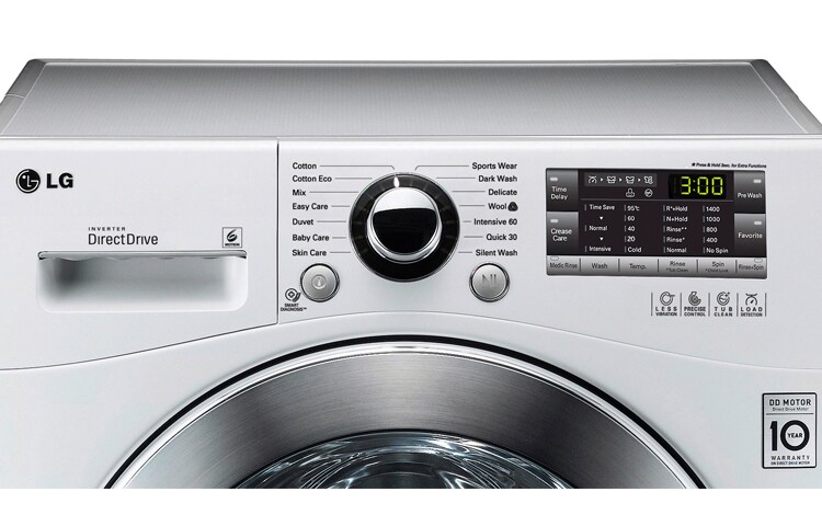 LG 6 KG, SILNIK DIRECT DRIVE Z 10 LETNIĄ GWARANCJĄ, 6 MOTION, 1000 OBR., SMART DIAGNOSIS, 14 PROGRAMÓW, F10A8ND