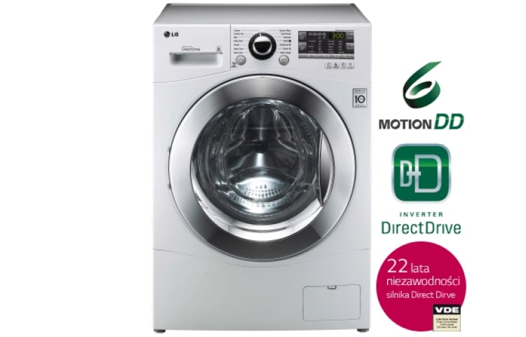 LG 6 KG, SILNIK DIRECT DRIVE Z 10 LETNIĄ GWARANCJĄ, 6 MOTION, 1000 OBR., SMART DIAGNOSIS, 14 PROGRAMÓW, F10A8ND