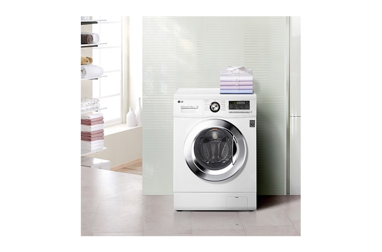 LG 8 kg, silnik Direct Drive z 10 letnią gwarancją, 6 motion, 1200 obr., Smart Diagnosis, 13 programów, F1296TD