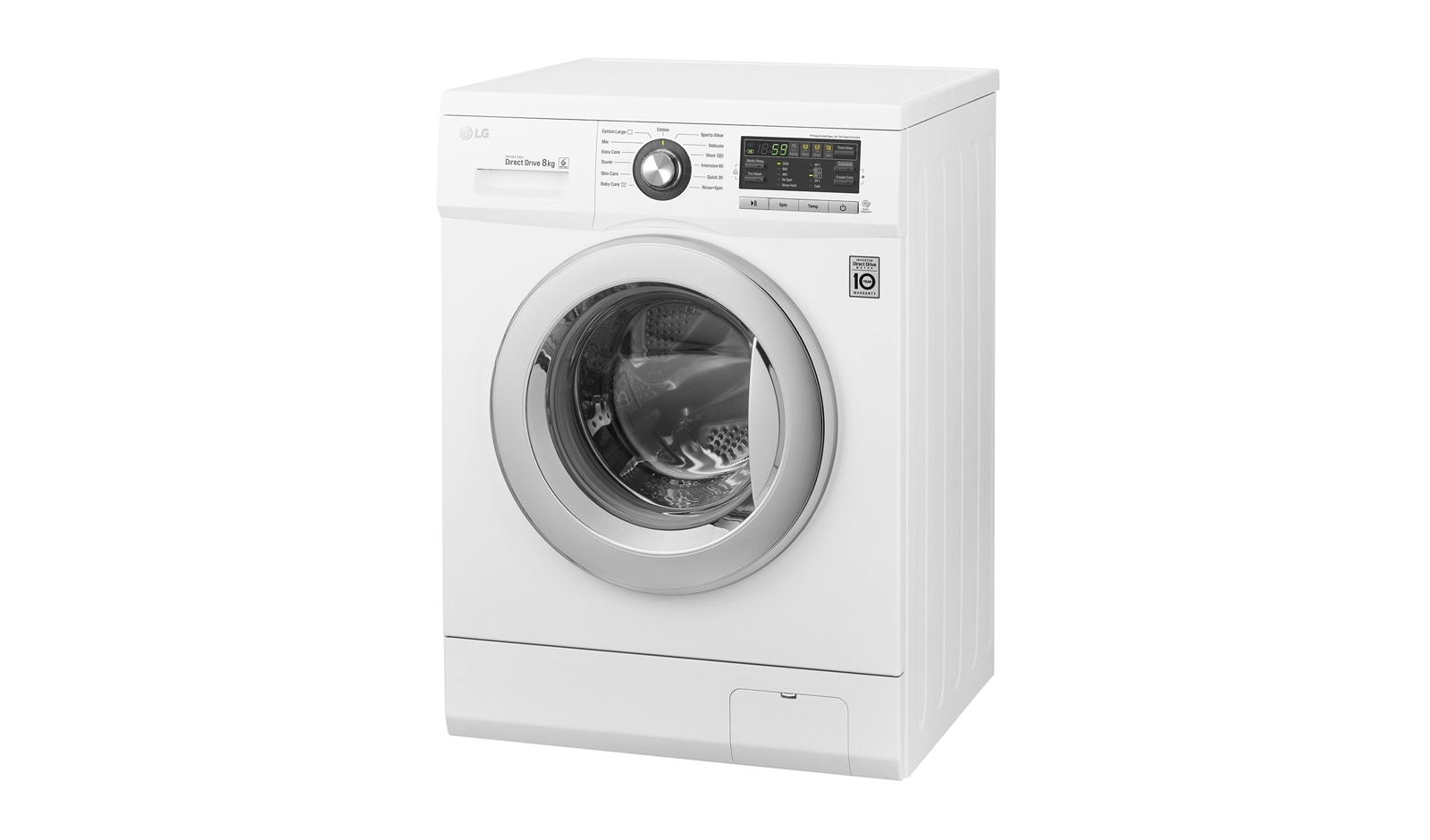 LG 8 kg, silnik Direct Drive z 10 letnią gwarancją, 6 motion, 1200 obr., Smart Diagnosis, 13 programów, F1296TD