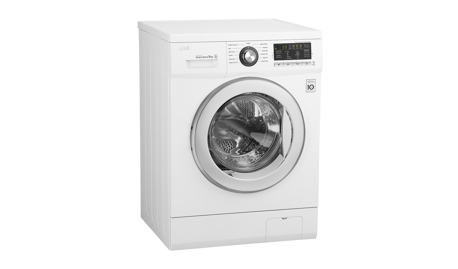 LG 8 kg, silnik Direct Drive z 10 letnią gwarancją, 6 motion, 1200 obr., Smart Diagnosis, 13 programów, F1296TD