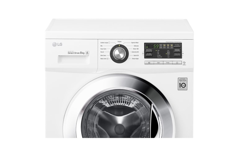 LG 8 kg, silnik Direct Drive z 10 letnią gwarancją, 6 motion, 1200 obr., Smart Diagnosis, 13 programów, F1296TD