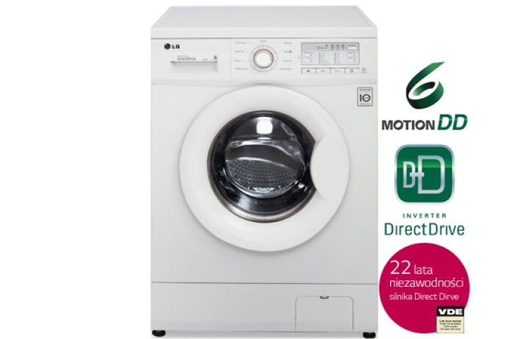 LG 7 kg, silnik Direct Drive z 10 letnią gwarancją, 6 motion, 1200 obr., Smart Diagnosis, 9 programów, F12B9QD