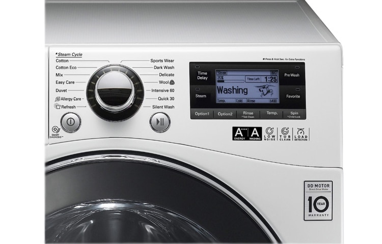 LG 12 KG PRALKA PAROWA, SILNIK DIRECT DRIVE Z 10 LETNIĄ GWARANCJĄ, 1400 OBR., 6 MOTION, SMART DIAGNOSIS, F1495BDS