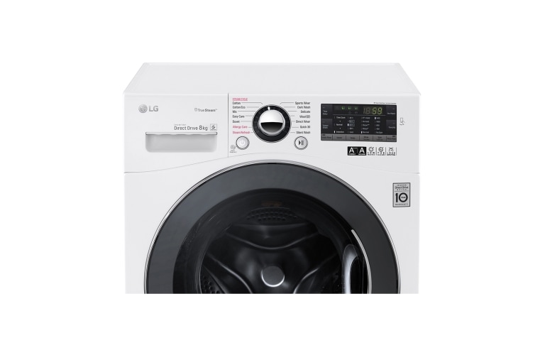 LG 8 kg, funkcje parowe, silnik Direct Drive z 10 letnią gwarancją, 6 motion, 1400 obr., Smart Diagnosis, 14 programów, , F14A8TDS