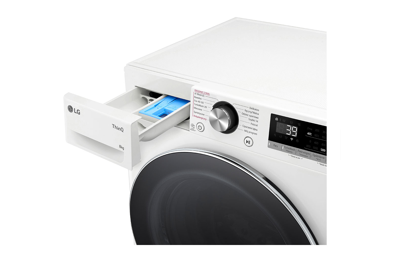 LG Pralka LG Vivace | R700 | biała, czarny panel | slim 8 kg | 1200 rpm | Steam | TurboWash 360 | ThinQ | AIDD | F2W8S722W, F2W8S722W