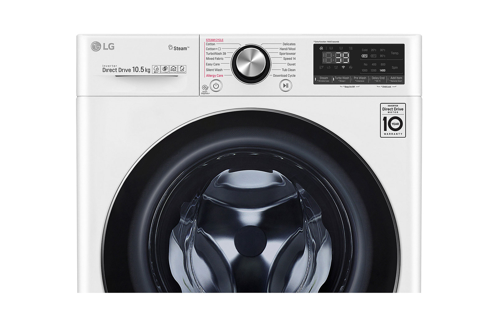 LG Pralka LG Vivace V900 10,5kg Steam+ 1400rpm ThinQ F4WV910P2A, F4WV910P2A