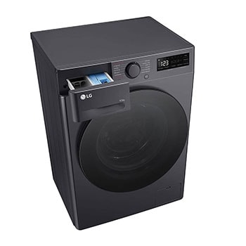 left perspective view with detergent port open 