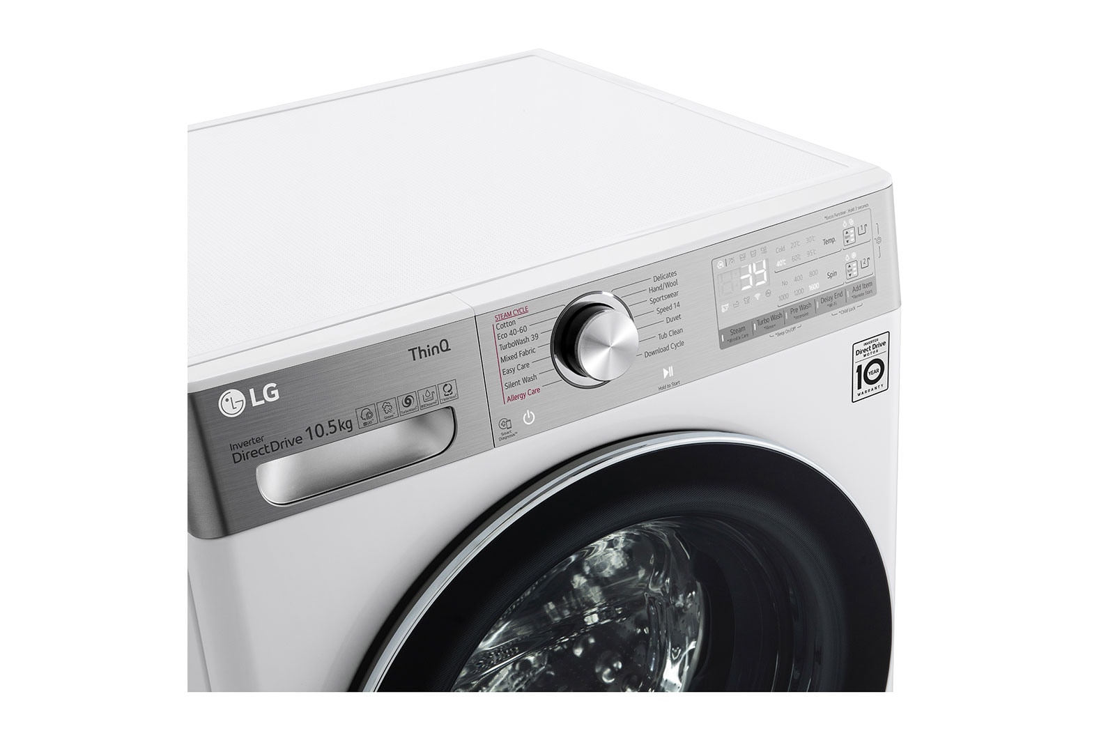 LG Pralko-suszarka LG Vivace | V900 | 10,5/7 kg | Steam+ | 1400 rpm | ThinQ | AIDD | Programy antyalergiczne | F4DV910A2E, F4DV910A2E