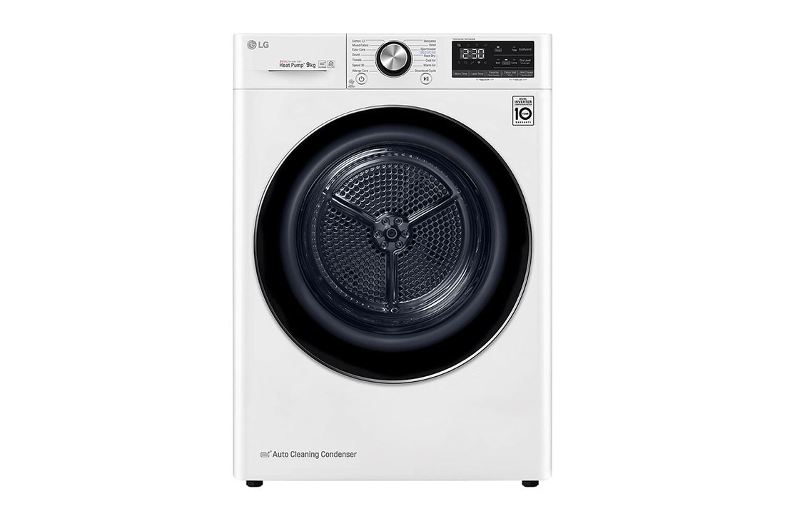 LG Suszarka LG | 9 kg | ThinQ | DUAL Invrter Heat Pump | Samoczyszczący się skraplacz | Programy antyalergiczne | Klasa A+++ | RC90V9AV3N, RC90V9AV3N