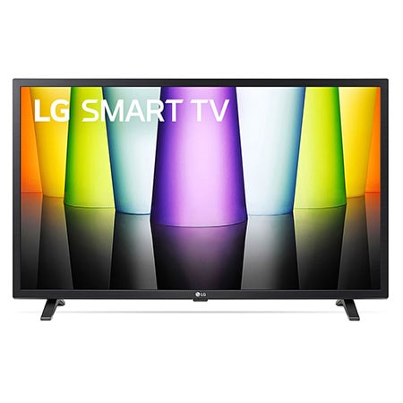 Widok z przodu telewizora LG Full HD z obrazem wypełniającym i logo produktu