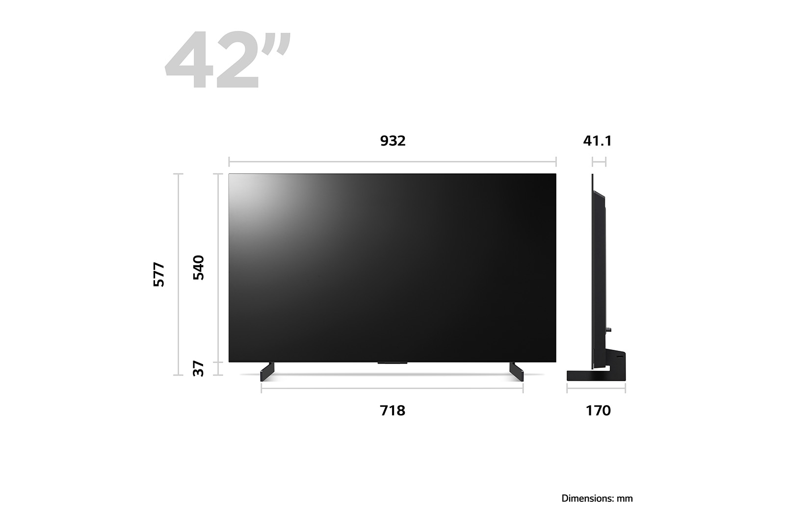 LG Telewizor LG 42” OLED evo 4K Smart TV ze sztuczną inteligencją, 120Hz, OLED42C3, OLED42C31LA