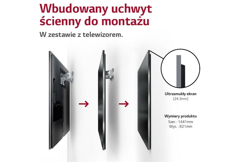 LG Telewizor LG 65” OLED evo Gallery 4K ze sztuczną inteligencją, Cinema HDR, Smart TV, 120Hz, DVB-T2/HEVC, OLED65G2, OLED65G23LA