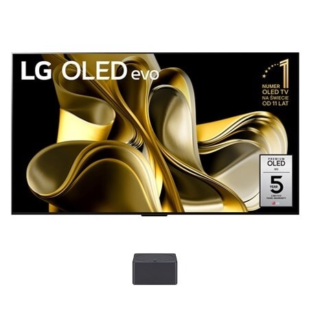 Widok z przodu z telewizorem LG OLED M3 i modułem Zero Connect poniżej, symbol 11 Years World No.1 OLED evo