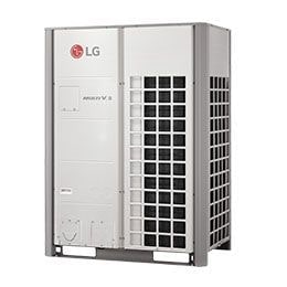 Klimatyzator LG MULTI V 5 o metalicznym designie z kratką wentylacyjną i logo LG z przodu.