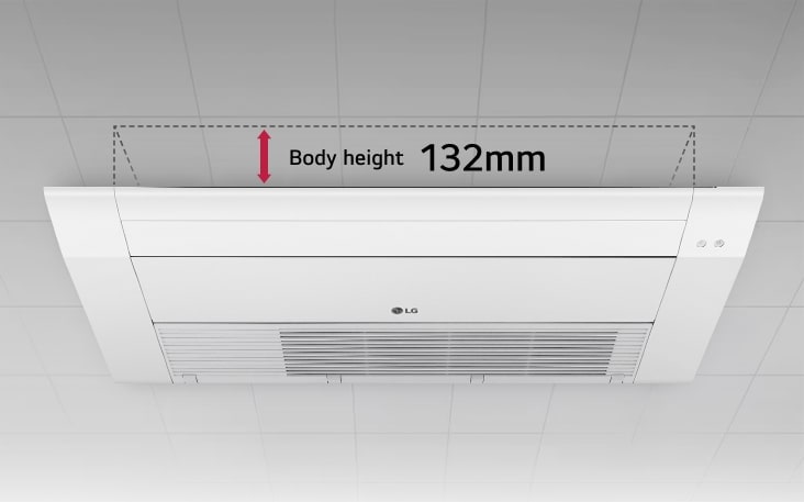 przerywaną linią i czerwoną strzałką wskazującą wysokość obudowy jednostki wynoszącą 132 mm.