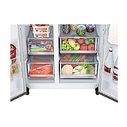 LG Lodówka LG side by side | Srebrny | Szyba InstaView| 635 L | Klasa E | ThinQ| DoorCooling+ | Kostkarka | Total No Frost | GSGV80PYLL, GSGV80PYLL