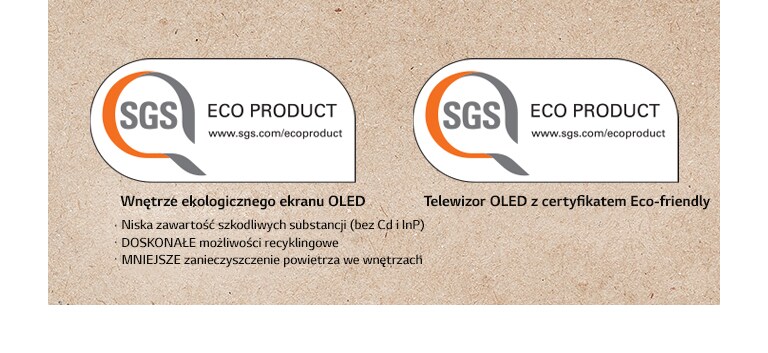 Logo certyfikatu SGS na panelach OLED i telewizorach OLED.