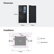 LG Lodówka side by side multidoor LG | 635 L | Klasa E | Ciemny grafit | ThinQ(tm)  | DoorCooling+™| GMG860EPBE, GMG860EPBE