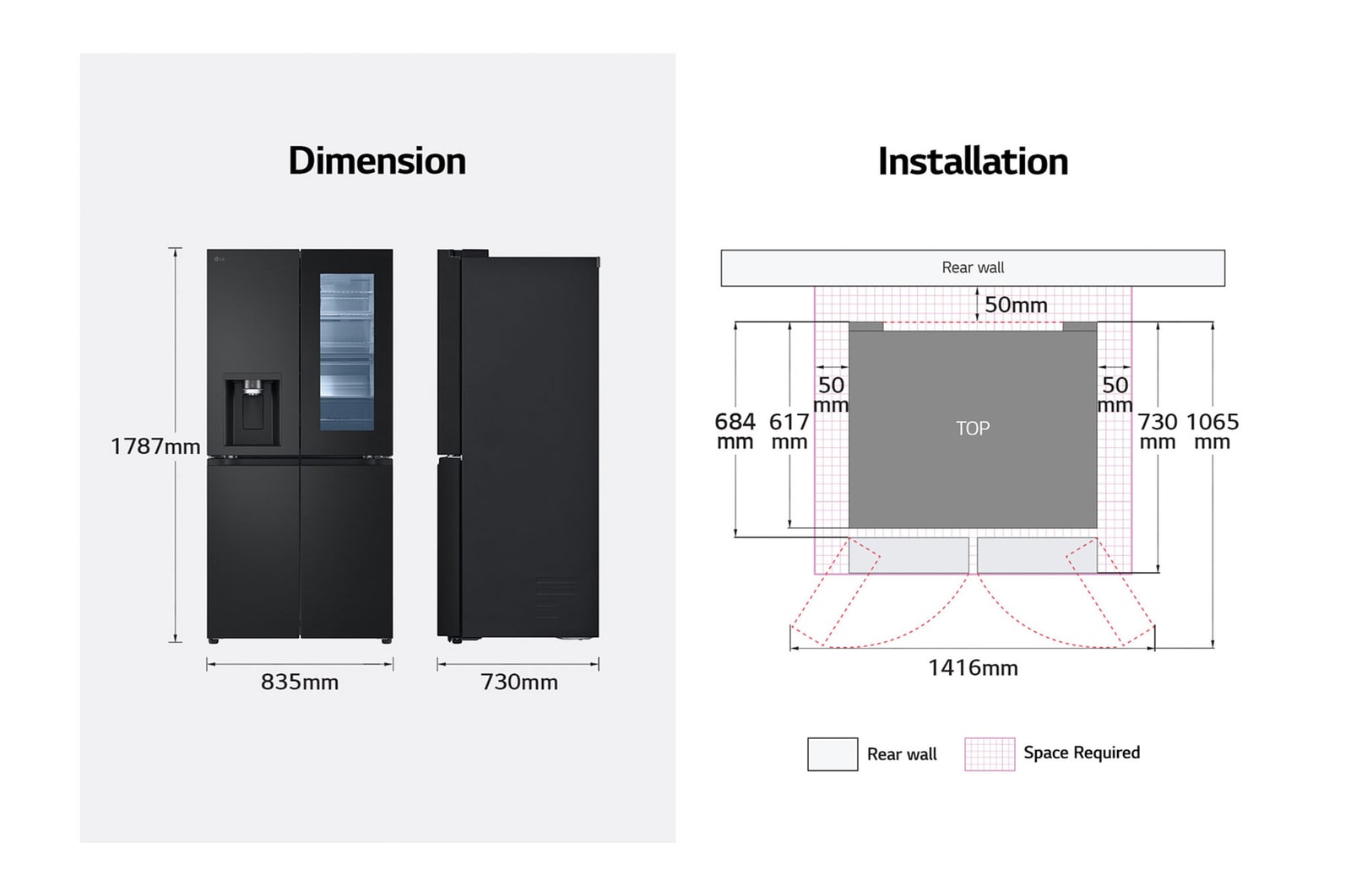 LG Lodówka side by side multidoor LG | 635 L | Klasa E | Ciemny grafit | ThinQ(tm)  | DoorCooling+™| GMG860EPBE, GMG860EPBE