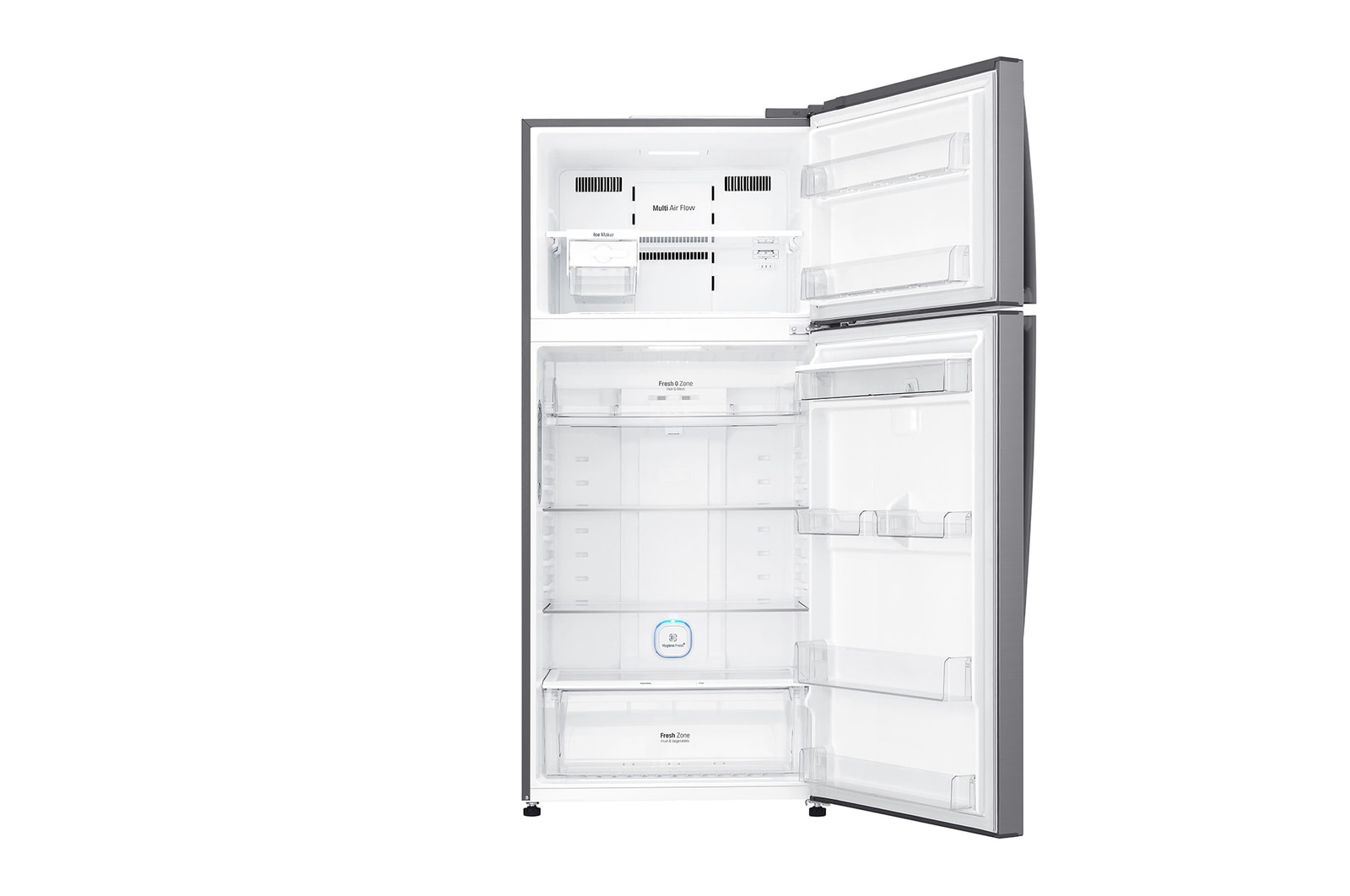 front with open door without food