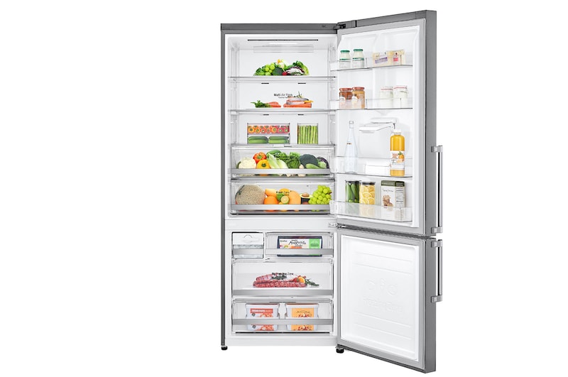 LG Frigorífico Combinado LG prata 461l com eficiência energética E, dispensador de água sem canalização e DoorCooling+™ , GBF567PZCMB