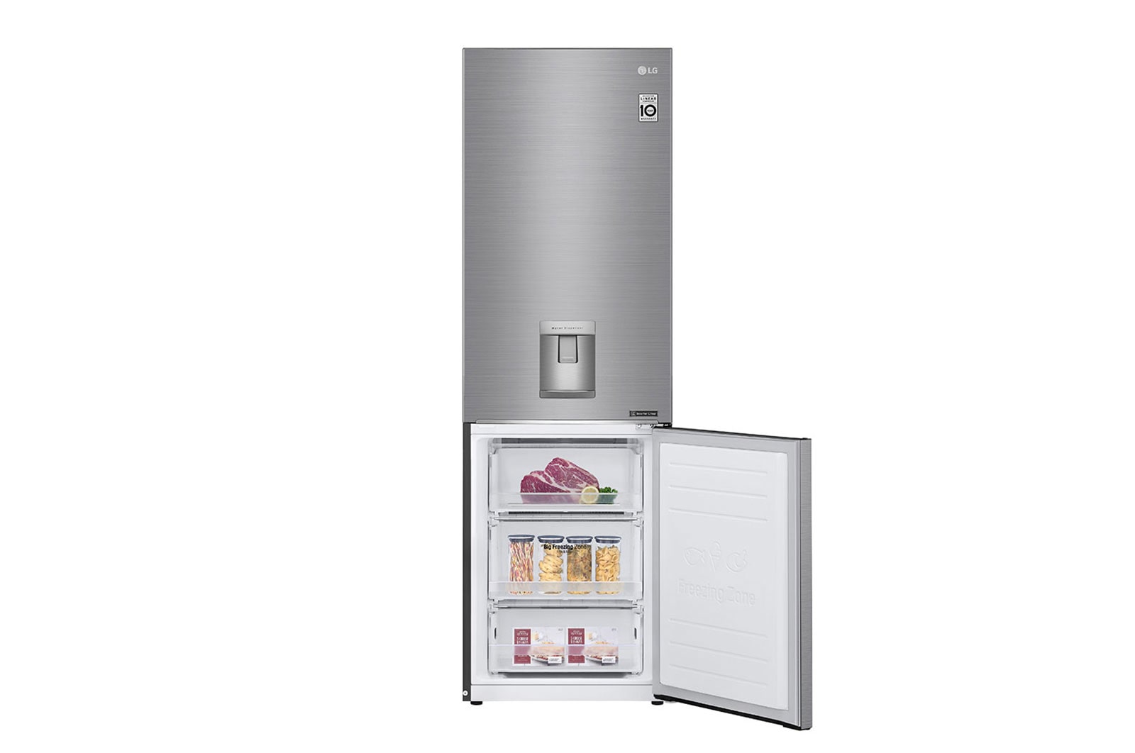 LG Frigorífico Combinado | 340 L | Etiqueta energética E | 1,86 m | DoorCooLing+™ | Dispensador sem canaLização, GBF61PZJMN