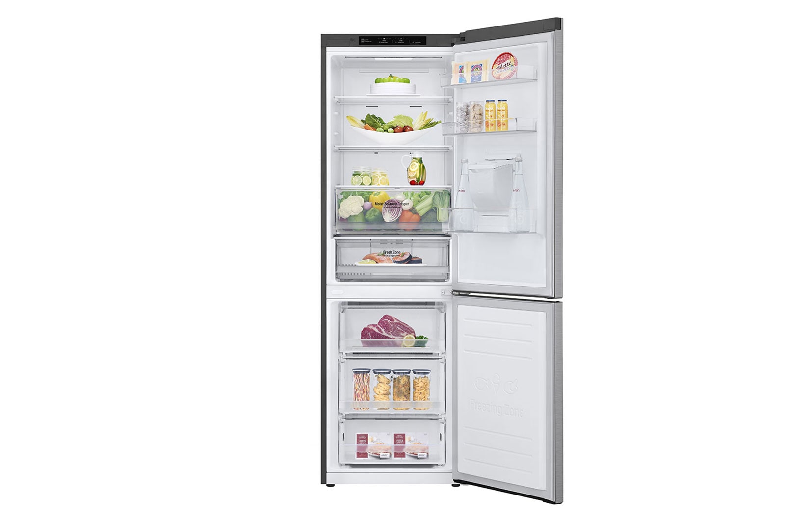 LG Frigorífico Combinado | 340 L | Etiqueta energética E | 1,86 m | DoorCooLing+™ | Dispensador sem canaLização, GBF61PZJMN