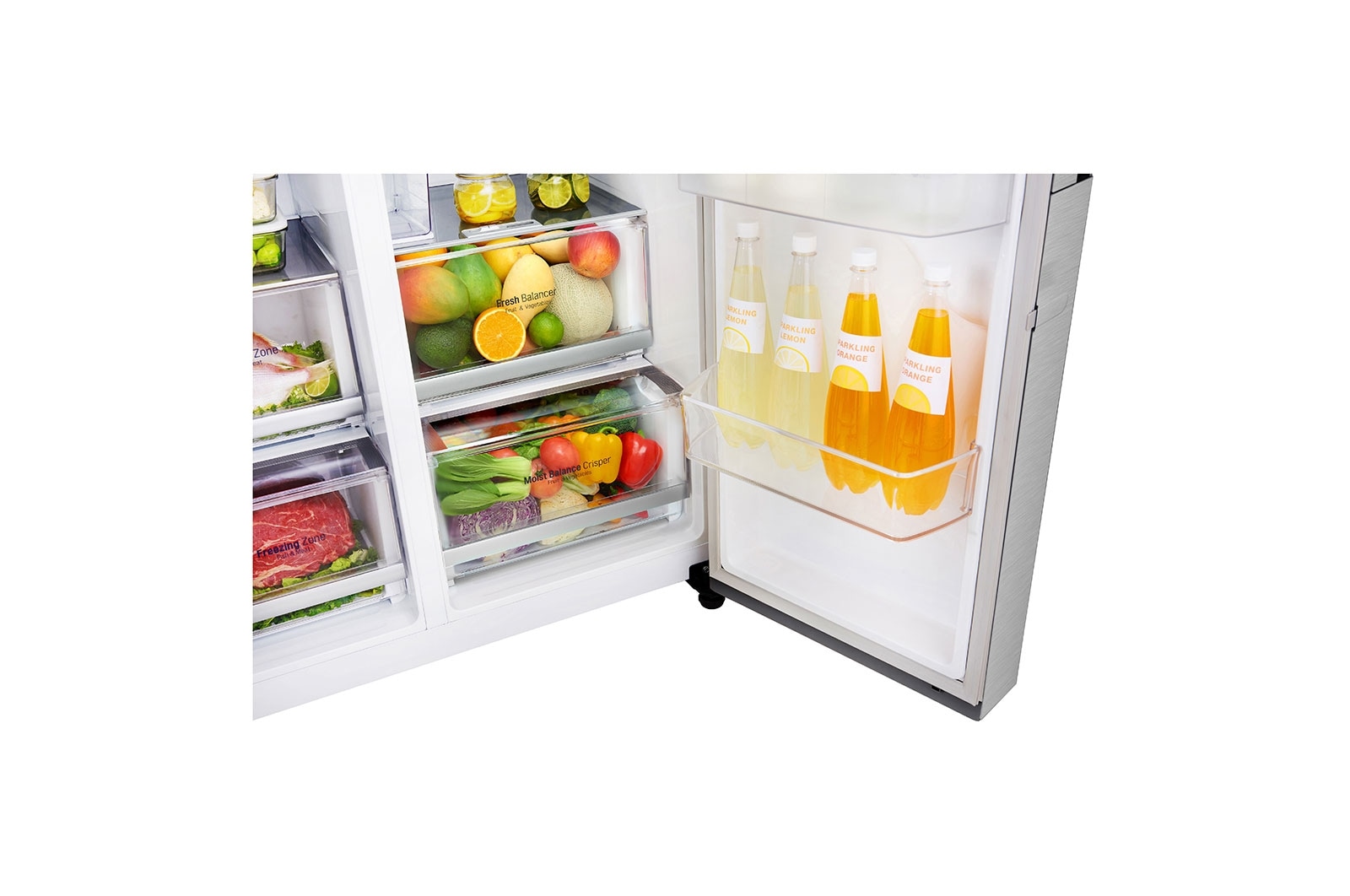 LG Frigorífico Americano LG GSJ961NSVZ, 625 litros, eficiência energética F, Door in Door™, Pure N Fresh™, Door Cooling+™, dispensador sem canalização, Noble Steel, GSJ961NSVZ