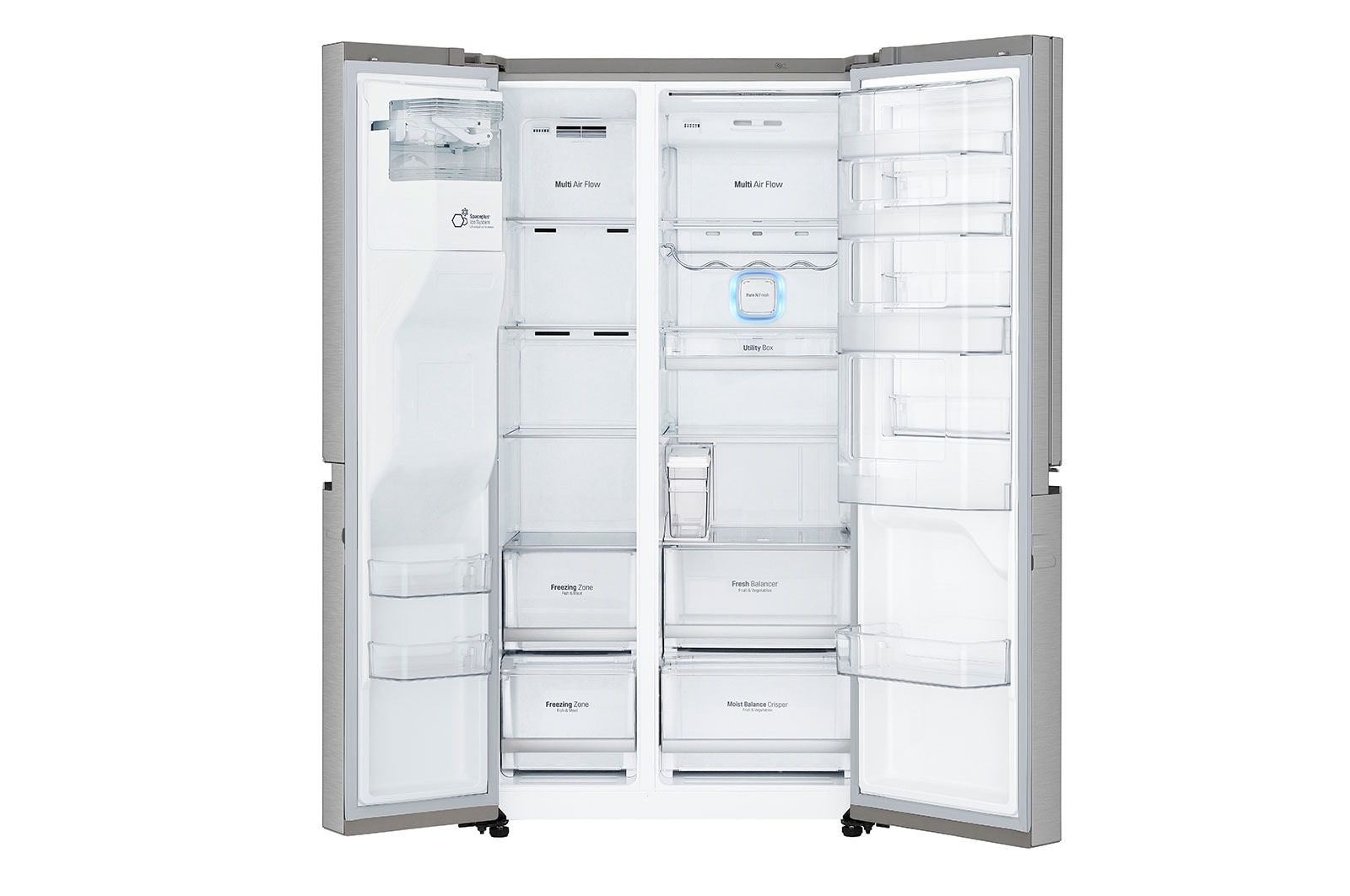 LG Frigorífico Americano LG GSJ961NSVZ, 625 litros, eficiência energética F, Door in Door™, Pure N Fresh™, Door Cooling+™, dispensador sem canalização, Noble Steel, GSJ961NSVZ