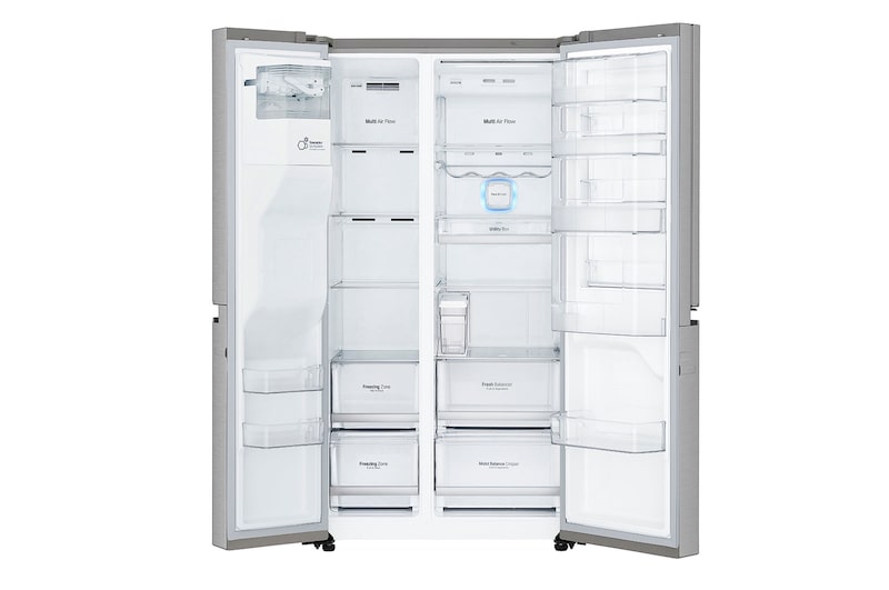 LG Frigorífico Americano LG GSJ961NSVZ, 625 litros, eficiência energética F, Door in Door™, Pure N Fresh™, Door Cooling+™, dispensador sem canalização, Noble Steel, GSJ961NSVZ