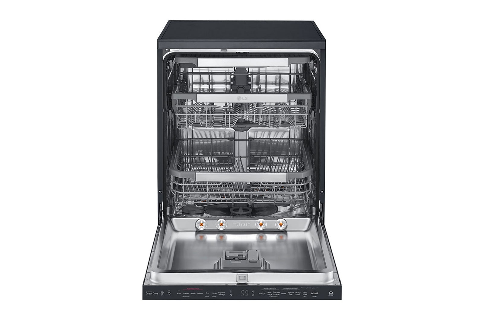 LG Máquina de lavar loiça LG DF425HMS, QuadWash™, 3 cestos reguláveis, eficiência energética D, TrueSteam™, abertura de porta automática, preto mate, DF425HMS