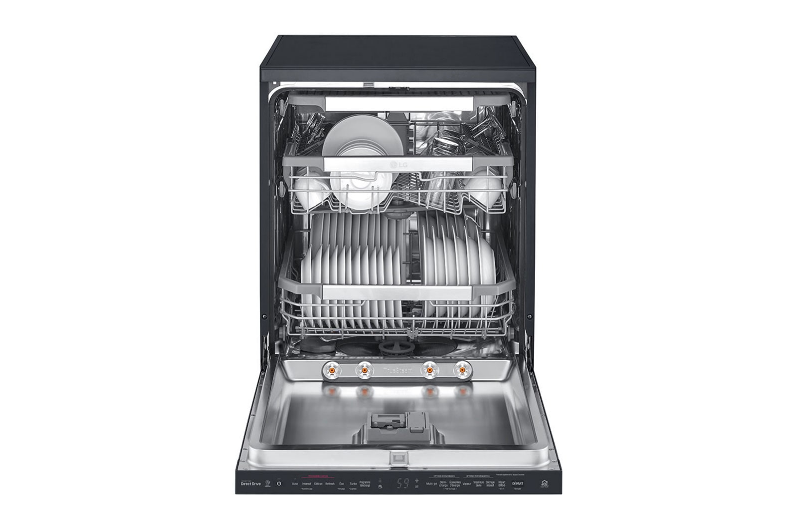 LG Máquina de lavar loiça LG DF425HMS, QuadWash™, 3 cestos reguláveis, eficiência energética D, TrueSteam™, abertura de porta automática, preto mate, DF425HMS