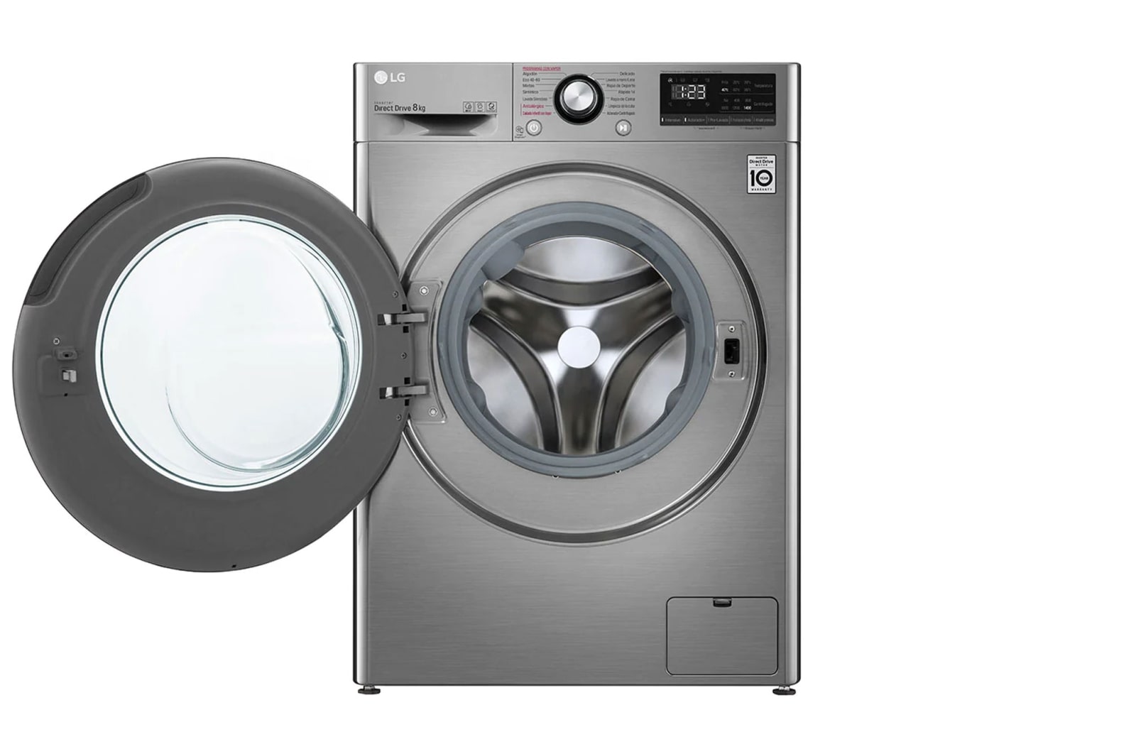 LG Máquina de lavar roupa slim LG F2WV5S85S2S, 8,5 kg, eficiência energética C, 1200 r.p.m., AI DD™, Steam™, TurboWash™, inox, F2WV5S85S2S