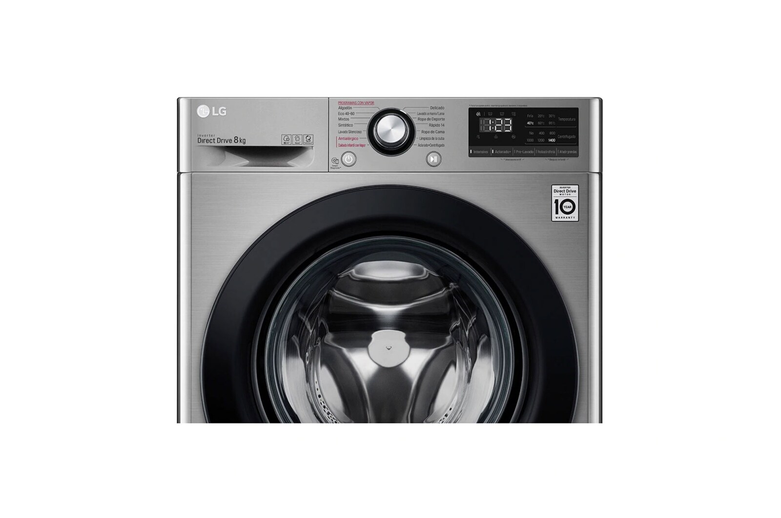 LG Máquina de lavar roupa slim LG F2WV5S85S2S, 8,5 kg, eficiência energética C, 1200 r.p.m., AI DD™, Steam™, TurboWash™, inox, F2WV5S85S2S