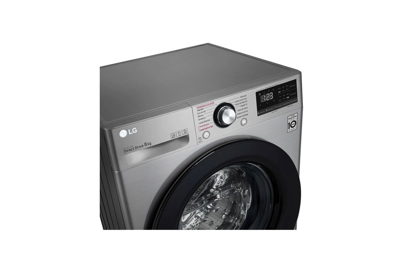 LG Máquina de lavar roupa slim LG F2WV5S85S2S, 8,5 kg, eficiência energética C, 1200 r.p.m., AI DD™, Steam™, TurboWash™, inox, F2WV5S85S2S