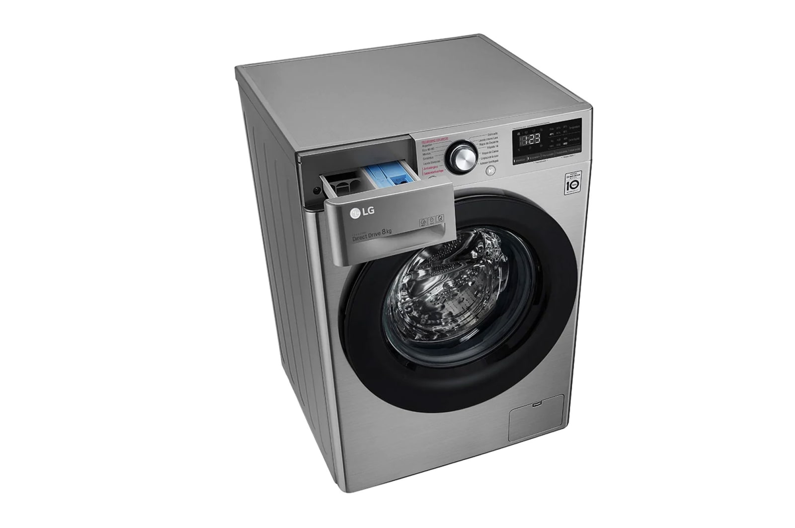 LG Máquina de lavar roupa slim LG F2WV5S85S2S, 8,5 kg, eficiência energética C, 1200 r.p.m., AI DD™, Steam™, TurboWash™, inox, F2WV5S85S2S