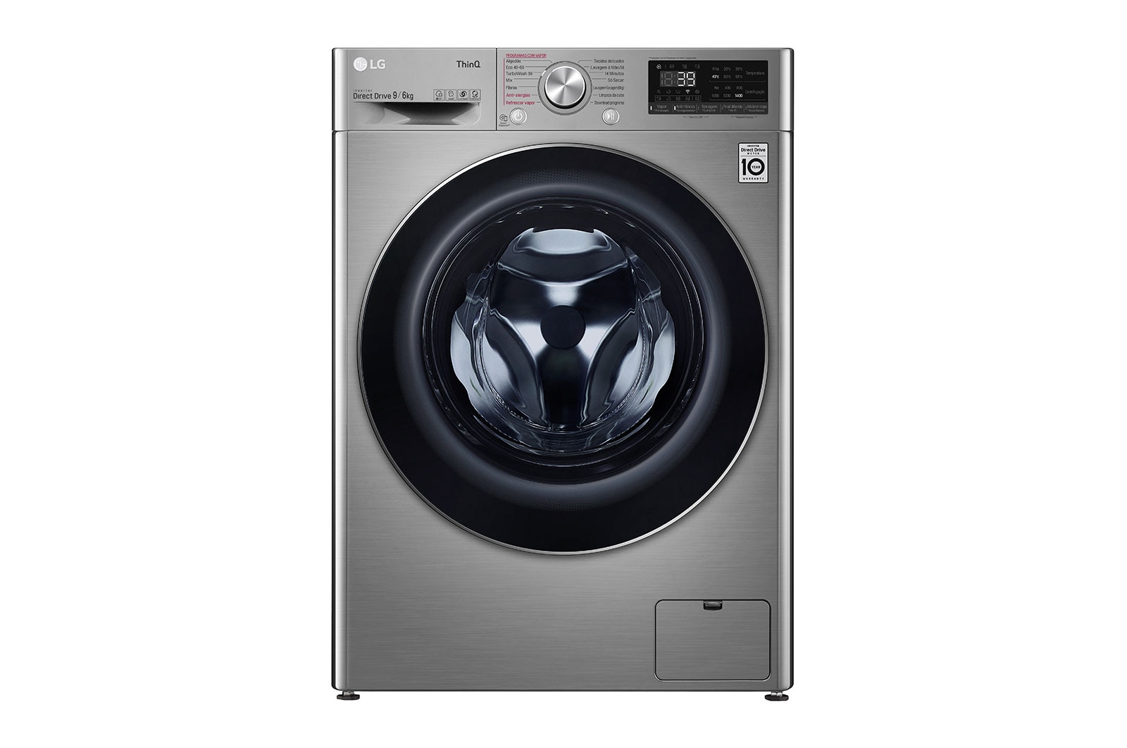 LG Máquina de lavar e secar roupa LG F4DV7009S2S, 9/6 kg, eficiência energética A/E, 1400 r.p.m., AI DD™, Steam™, TurboWash360™, EcoHybrid™, inox, F4DV7009S2S