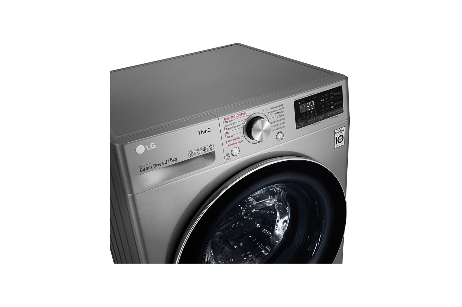 LG Máquina de lavar e secar roupa LG F4DV7009S2S, 9/6 kg, eficiência energética A/E, 1400 r.p.m., AI DD™, Steam™, TurboWash360™, EcoHybrid™, inox, F4DV7009S2S