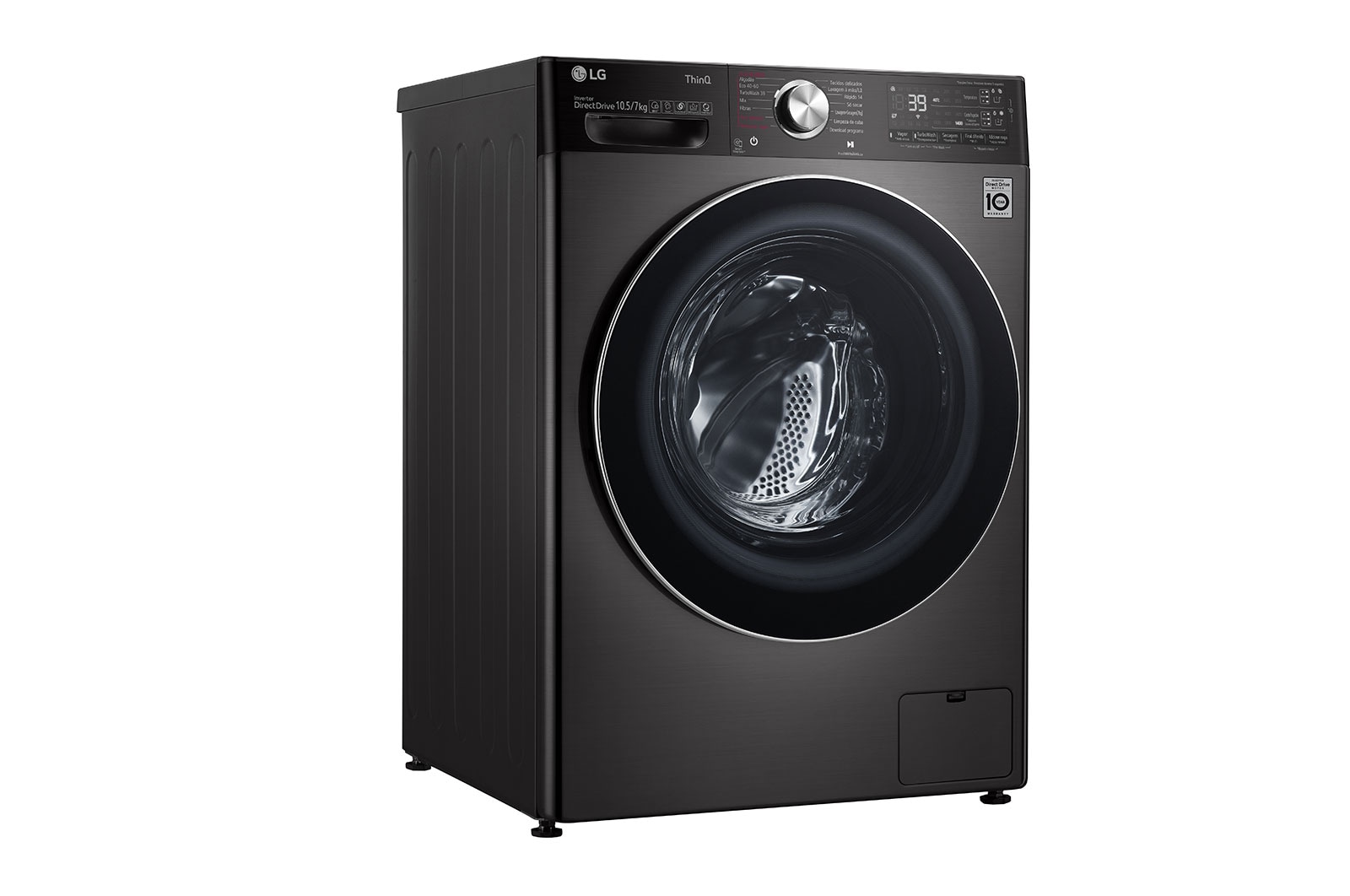 LG Máquina de lavar e secar roupa LG F4DV9510P2B, 10,5/7 kg, eficiência energética A/E, 1400 r.p.m., AI DD™, Steam+™, TurboWash360™, ezDispense™, EcoHybrid™, preto, F4DV9510P2B