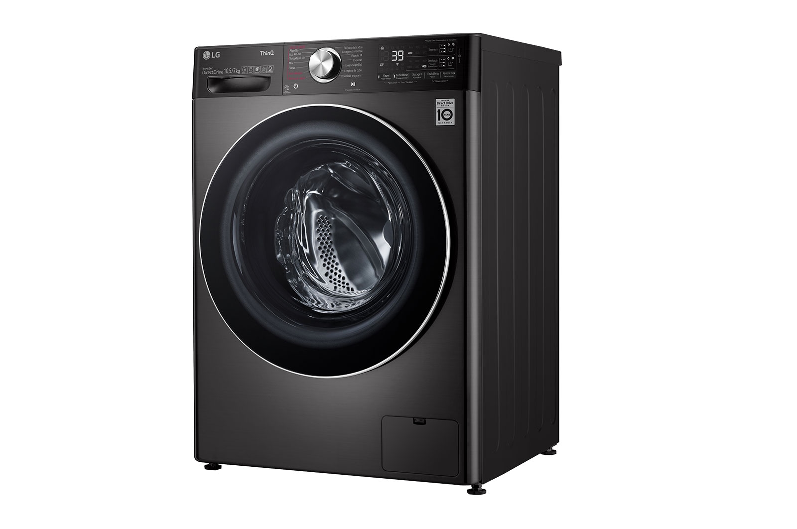 LG Máquina de lavar e secar roupa LG F4DV9510P2B, 10,5/7 kg, eficiência energética A/E, 1400 r.p.m., AI DD™, Steam+™, TurboWash360™, ezDispense™, EcoHybrid™, preto, F4DV9510P2B