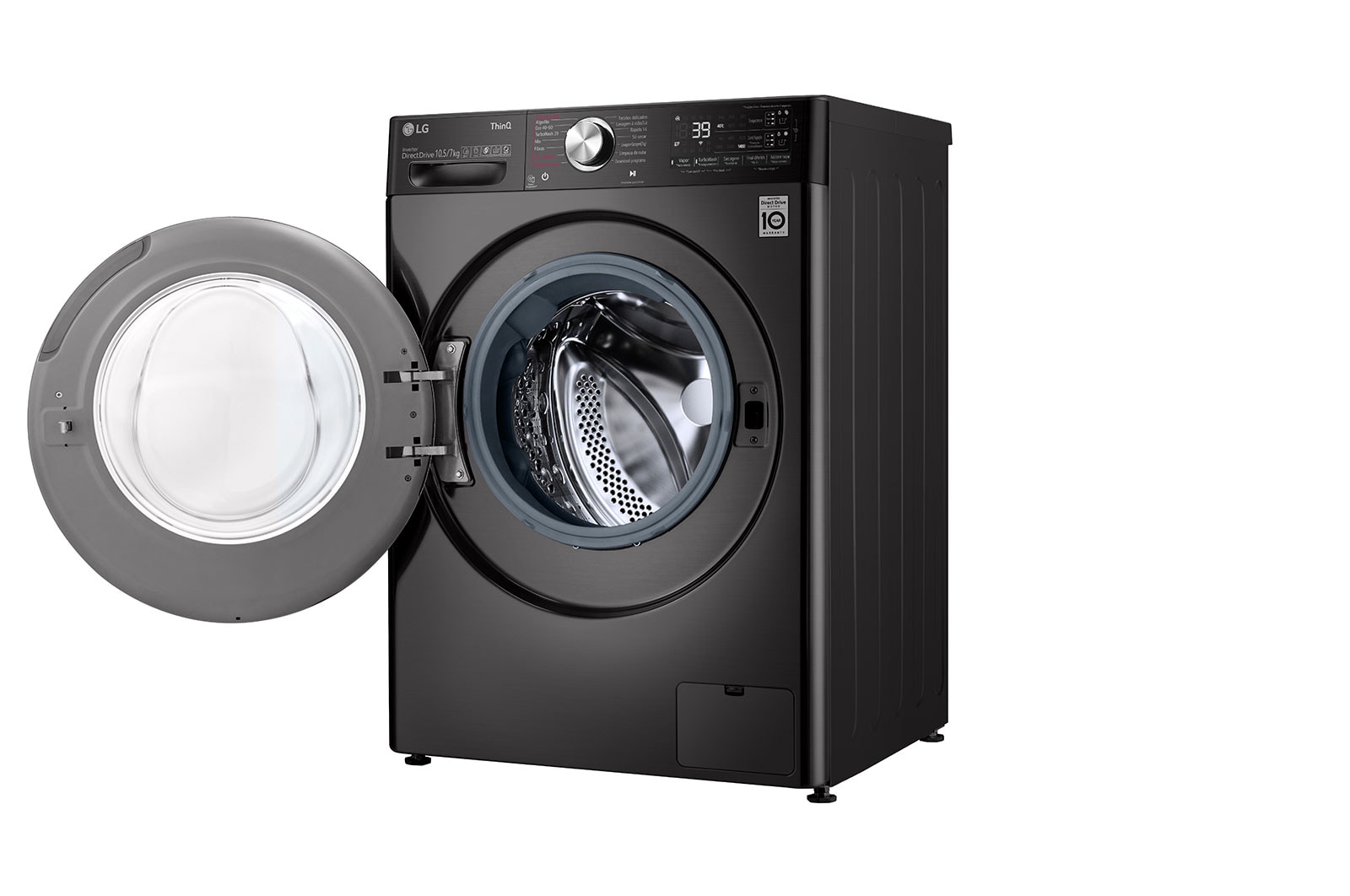 LG Máquina de lavar e secar roupa LG F4DV9510P2B, 10,5/7 kg, eficiência energética A/E, 1400 r.p.m., AI DD™, Steam+™, TurboWash360™, ezDispense™, EcoHybrid™, preto, F4DV9510P2B