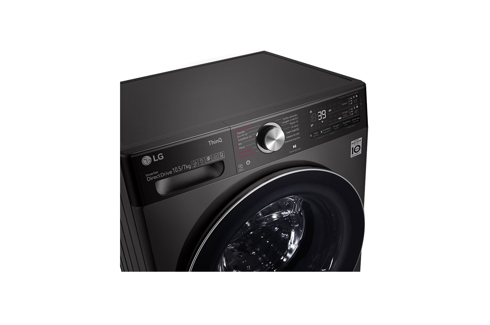 LG Máquina de lavar e secar roupa LG F4DV9510P2B, 10,5/7 kg, eficiência energética A/E, 1400 r.p.m., AI DD™, Steam+™, TurboWash360™, ezDispense™, EcoHybrid™, preto, F4DV9510P2B