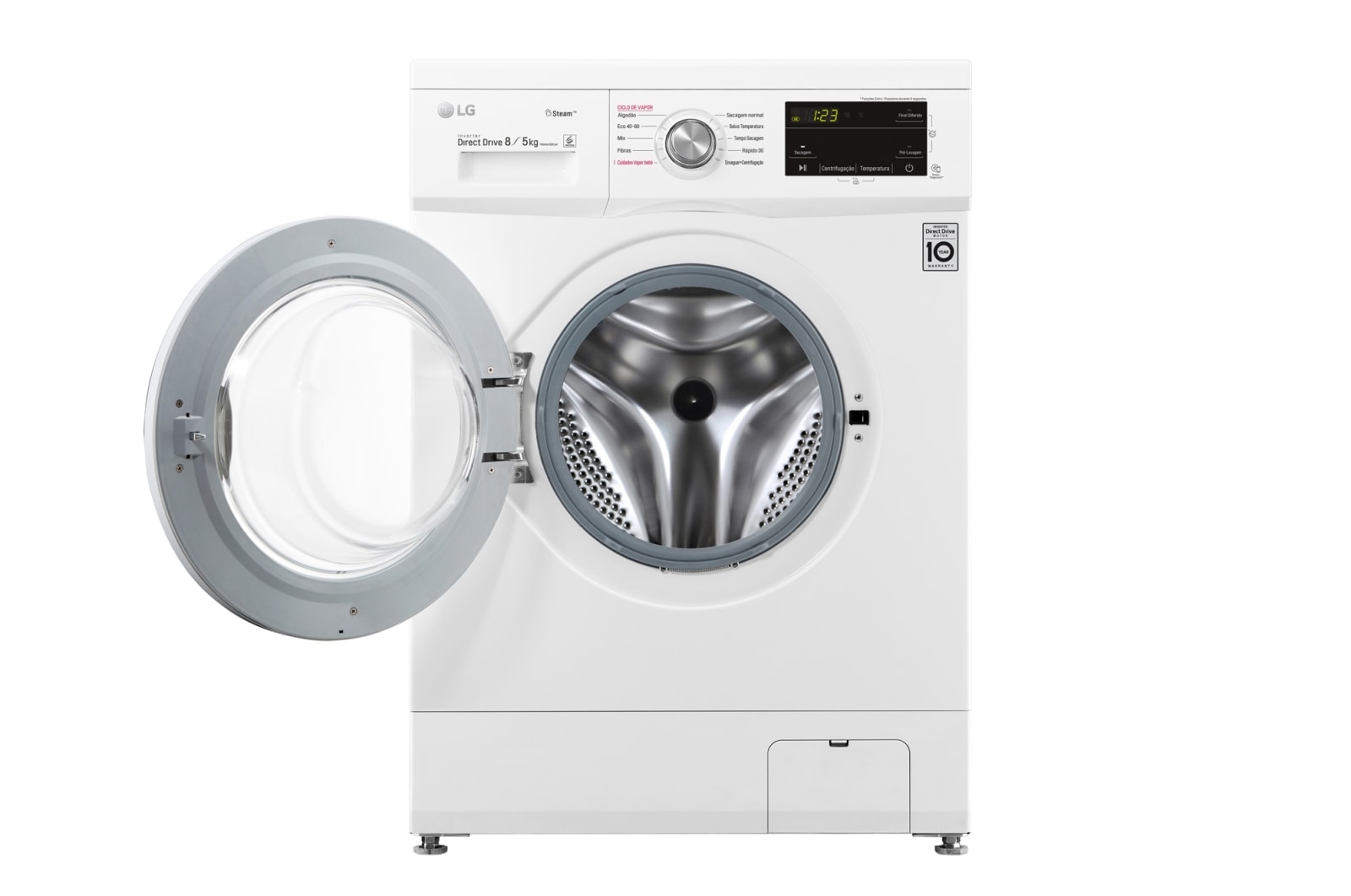 LG Máquina de lavar e secar roupa LG F4J3TG5WD, 8/5 kg, eficiência energética D/E, 1400 r.p.m., Inverter Direct Drive™, Steam™, branco, F4J3TG5WD