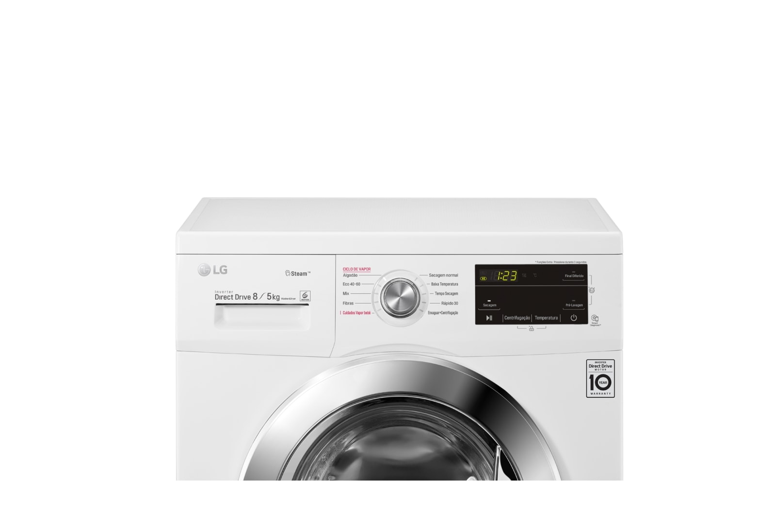 LG Máquina de lavar e secar roupa LG F4J3TG5WD, 8/5 kg, eficiência energética D/E, 1400 r.p.m., Inverter Direct Drive™, Steam™, branco, F4J3TG5WD