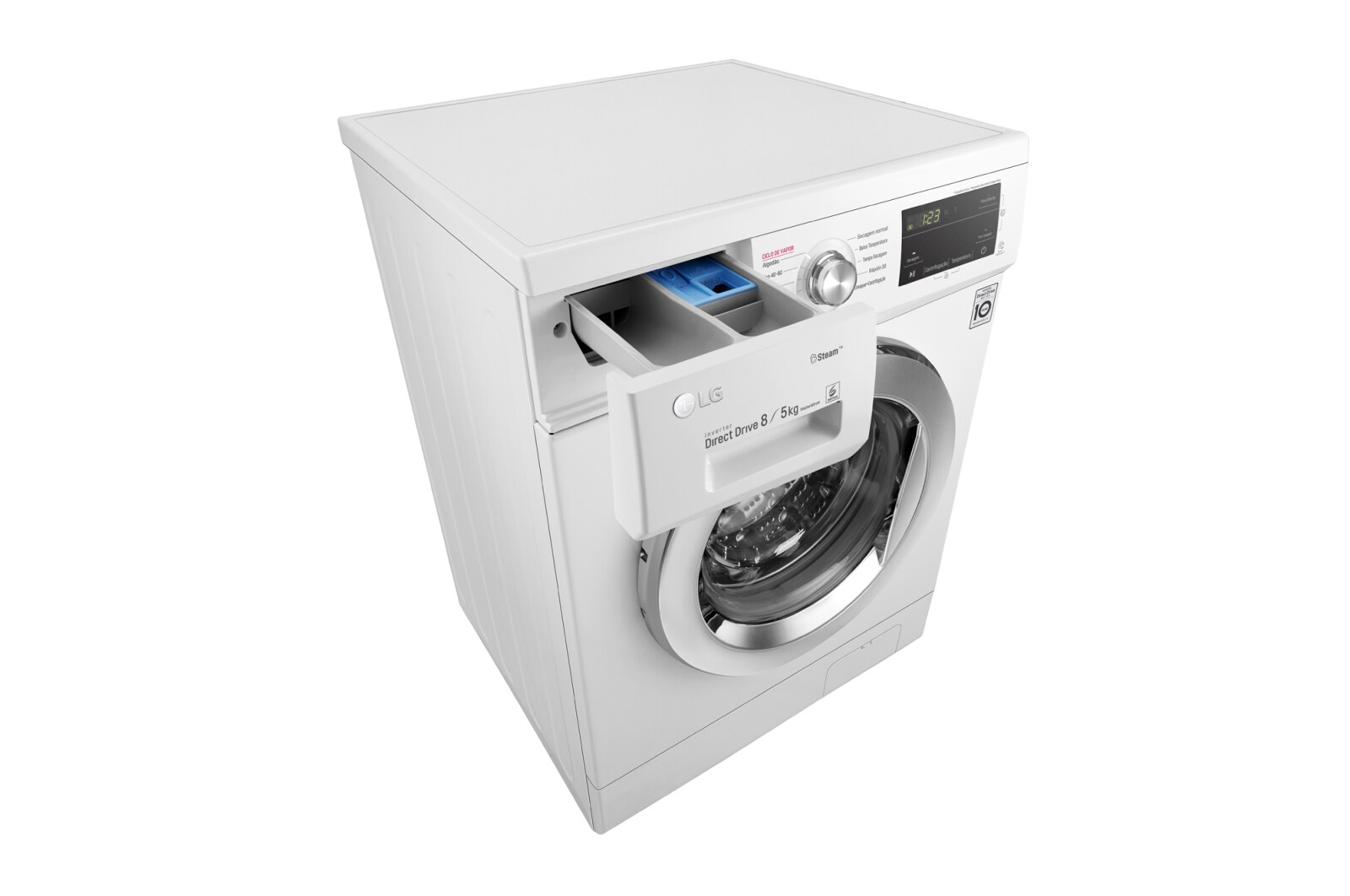 LG Máquina de lavar e secar roupa LG F4J3TG5WD, 8/5 kg, eficiência energética D/E, 1400 r.p.m., Inverter Direct Drive™, Steam™, branco, F4J3TG5WD