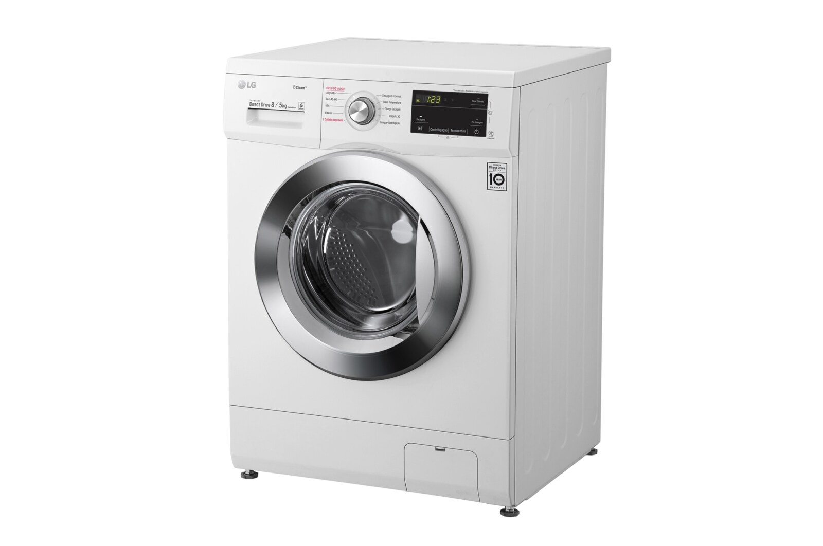 LG Máquina de lavar e secar roupa LG F4J3TG5WD, 8/5 kg, eficiência energética D/E, 1400 r.p.m., Inverter Direct Drive™, Steam™, branco, F4J3TG5WD