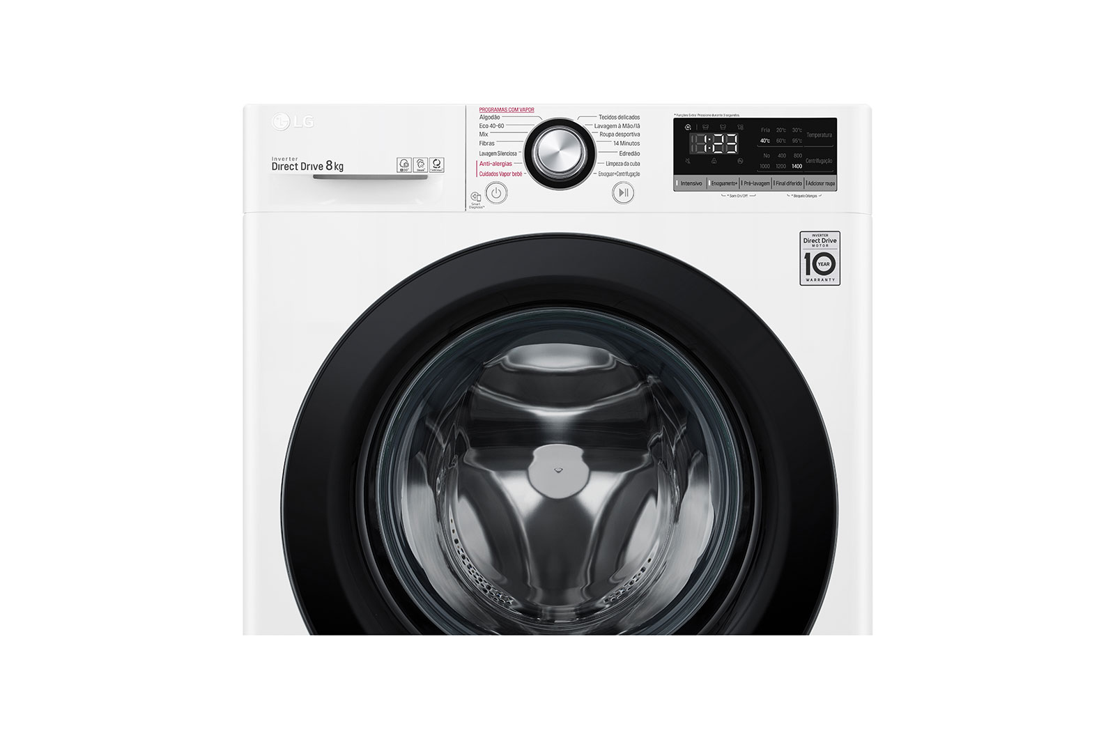 LG Máquina de lavar roupa LG F4WV3008S6W, 8 kg, eficiência energética C, 1400 r.p.m., AI DD™, Steam™, branco, F4WV3008S6W