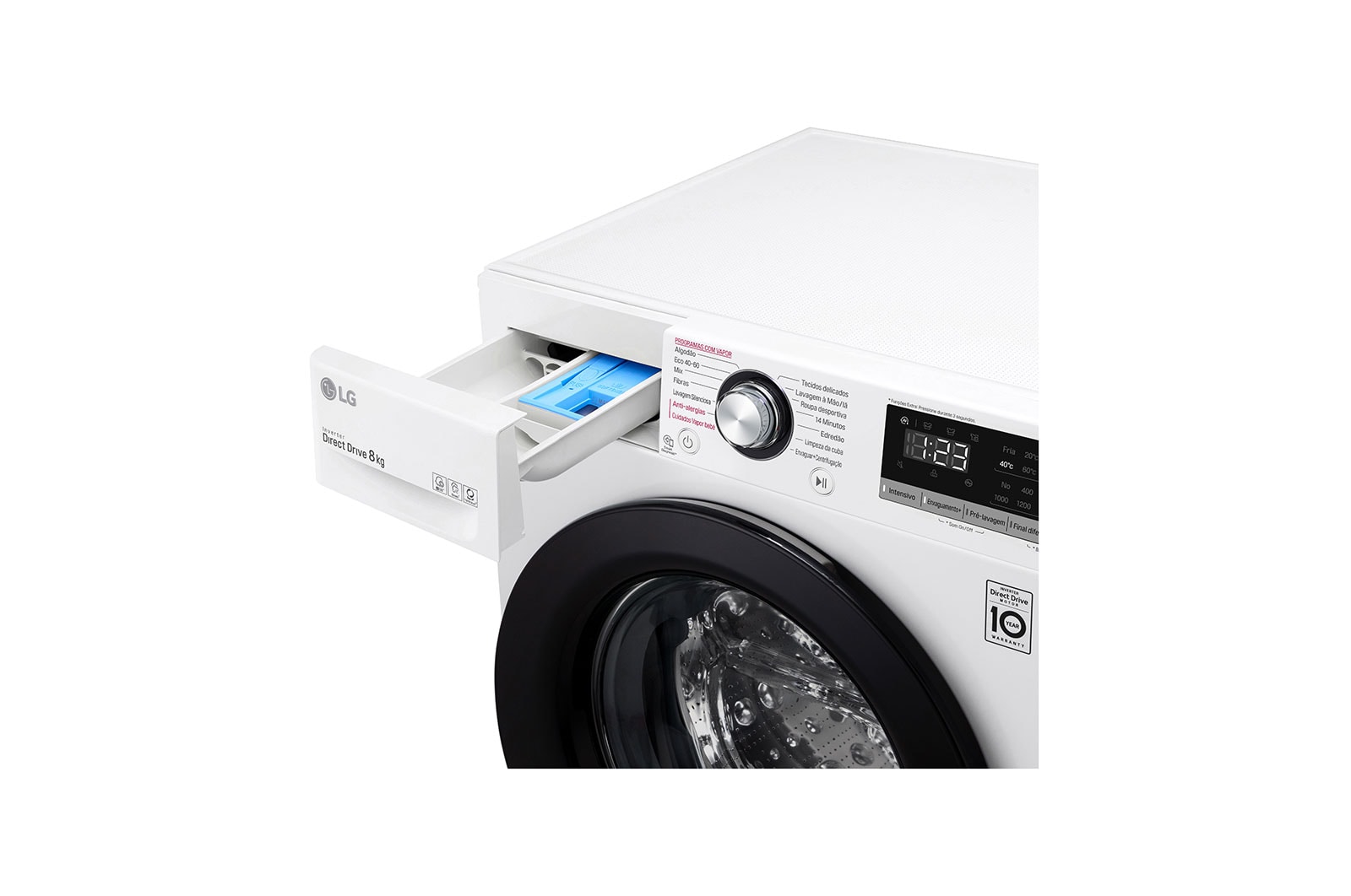 LG Máquina de lavar roupa LG F4WV3008S6W, 8 kg, eficiência energética C, 1400 r.p.m., AI DD™, Steam™, branco, F4WV3008S6W